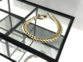 18 Karaat Bicolor Gouden Gourmet Slot Armband - 20 cm / 34.5 g / 9 mm