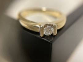 14 K Gouden Solitair Ring Verlovings Ring 0.20 Crt Briljantgeslepen Diamant G / IF - Loupe Zuiver