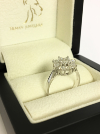 18 K Witgouden Rozet Ring 0.85 crt Briljantgeslepen Diamant - F / VS1