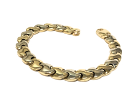 14 Karaat Bicolor Gouden Schakel Armband - 19 cm / 19,1 g / 9 mm