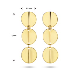 14 Karaat Gouden Oorhangers Rondjes - 3.2 cm / 9.5 mm