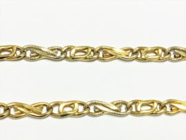18 K Bicolor Gouden 'Mancini' Schakel Ketting - 50 cm