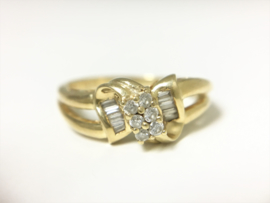 14 Karaat Gouden Strik Ring ca 0.40 ct Diamant H/VS2-SI