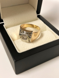 18 K Antiek Gouden Heren Ring 0.50 crt Briljantgeslepen Diamant K/IF