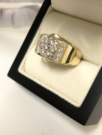 14 K Brede Heren Ring 0.85 crt Briljantgeslepen Diamant G/H-SI