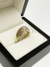 Massief Gouden Heren Pink Ring 0.20 ct Briljant Geslepen Diamant F / VVS2
