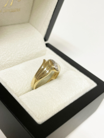 14 K Gouden Fantasie Ring Briljant Geslepen Diamant