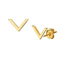 14 K Gouden Trendy Oorstekers - V