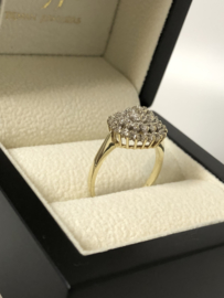 Handvervaardigd 14 K Antiek Gouden Rozet Ring Briljantgeslepen Diamant