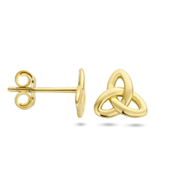 14 K Gouden Drie-Eenheid Symbool Oorstekers - 7.5 x 7.5 mm