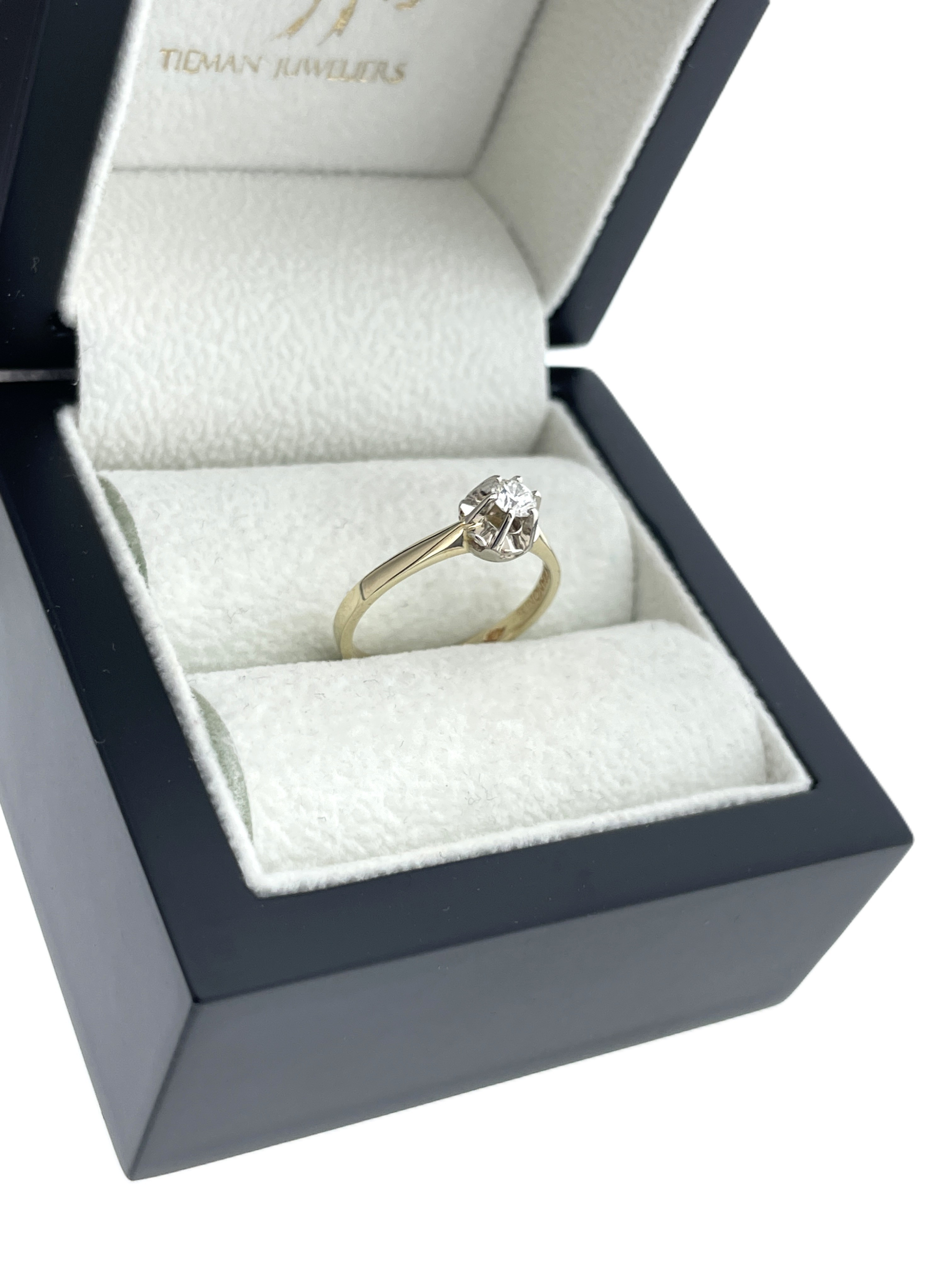 Diamonde 14 Karaat Gouden Solitair Ring 0.15 ct Briljant Geslepen Diamant G/VS2