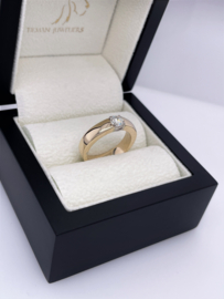 14 Karaat Massief Gouden Solitair Bandring 0.47 ct Briljant Geslepen Diamant F/G - VS