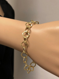 14 K Gouden Fantasie Schakel Armband - 18,5 cm / 5,3 g