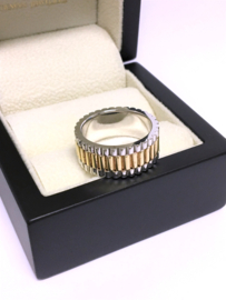 14 K Bicolor Gouden Rolex Band Ring  - 9,82 g
