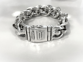 Buddha To Buddha HANNY Big Silver Bracelet - Schakel Armband - 23 cm / 2.2