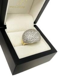 Bicolor Gouden Bolle Ring Heldere Briljant Geslepen Cubic Zirkonia - 8,9 g