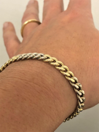 14 K Bicolor Gouden Gourmet Schakel Armband - 19 cm