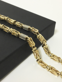 14 K Bicolor Gouden Koningsketting Briljantgeslepen Zirkonia - 56 cm / 25,55 g