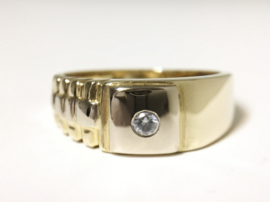 14 K Bicolor Gouden Rolex Ring Zirkonia - 5,55 g