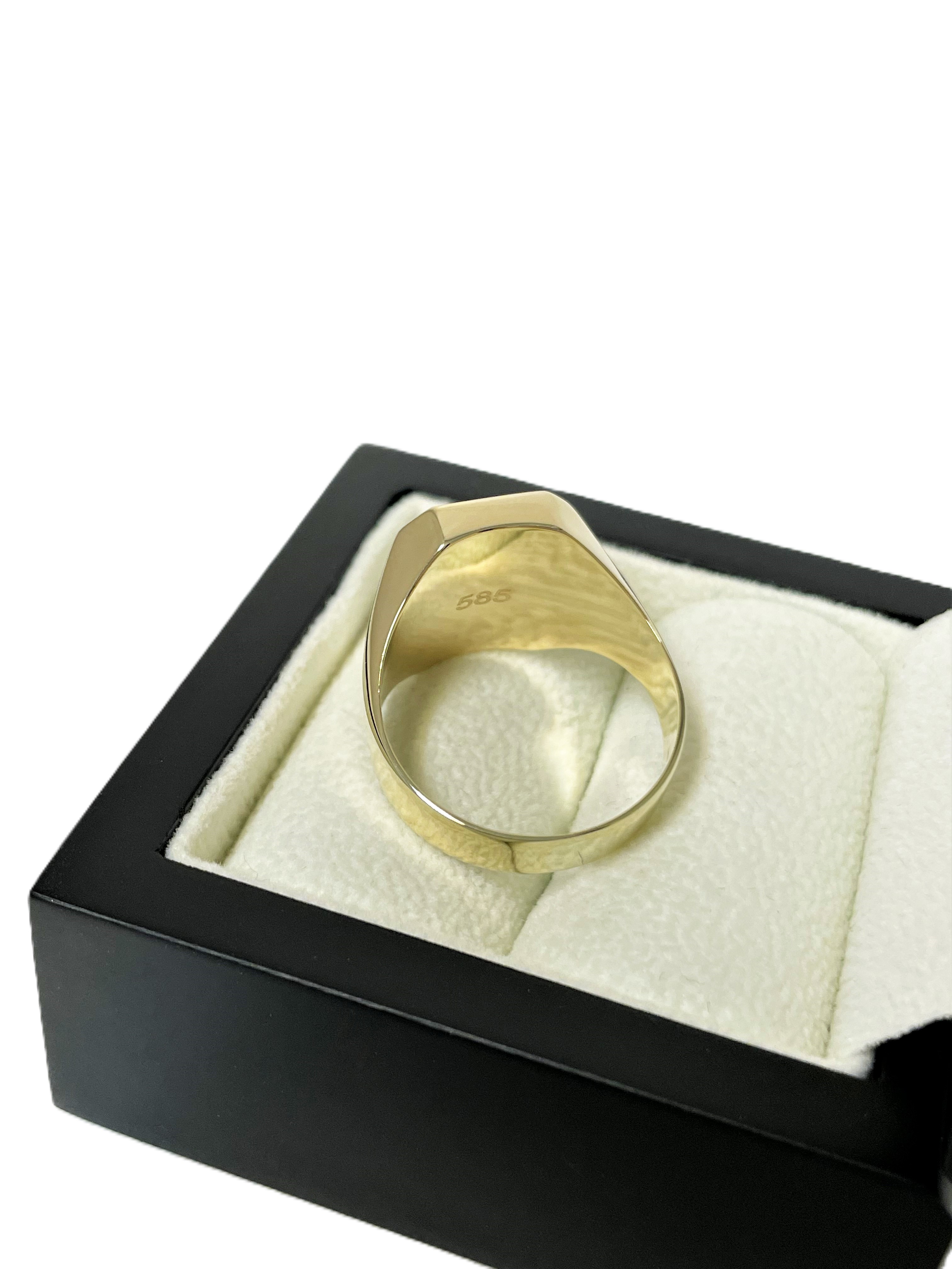 14 K Gouden Heren Ring Model 8-Kant Deels Gematteerd - Mt 20