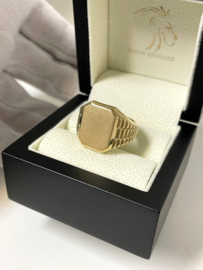 14 Karaat Gouden Heren Zegelring Model Rolex / 8-Kant