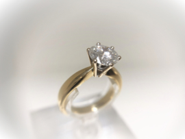 18 K Gouden Solitair Ring 1.57 crt Briljantgeslepen Diamant F/SI2 - GIA Certificaat