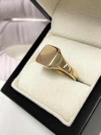 14 K Massief Gouden Heren Zegelring (glad) - 7,3 g / Mt 22,75