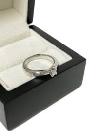Diamonde Witgouden Solitair Bandring 0.20 ct Briljant Geslepen Diamant Loupe Zuiver