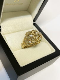 Gouden Fantasie Ring Heldere Briljant Geslepen Zirkonia - 10,3 g