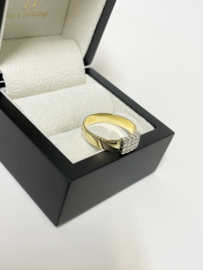 14 K Gouden Wafel Ring Briljant Geslepen Swarovski Kristal