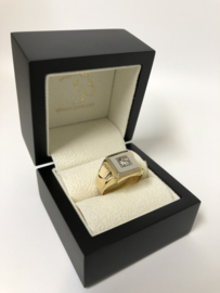 18 K Bicolor Gouden Heren Ring 0.50 crt Roos Geslepen Diamant - 7,7 g