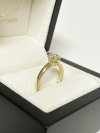 14 K Gouden Rozet Ring ca 0.15 crt Briljant Geslepen Diamant