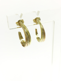 14 K Tricolor Gouden Oorhangers - ca 2 cm