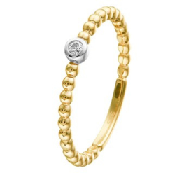 14 K Gouden Aanschuifring Bolletjes Zirkonia - Solitair Ring