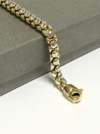 Monzario - 14 K Bicolor Gouden Popcorn Schakel Armband - 19,5 cm / 16,35 g