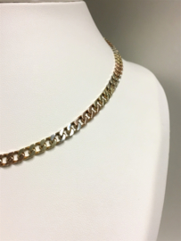 14 K Tricolor Gouden Gourmet Schakel Ketting  - 43 cm / 23,10 g