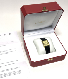 Must de Cartier Tank Large Date Ivory Roman Dial Quartz 2413 Incl Cartier Garantie