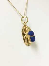 18 K Gouden Scarabee Hieroglief Hanger / Lapis Lazuli