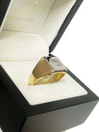 Bicolor Gouden Heren Ring 0.50 ct Amsterdamse Roos Geslepen Diamant