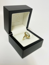 14 K Antiek Gouden Ring Ovaal Gefacetteerd Lichtgroen Spinel - Mt 18.25