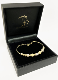14 K Gouden Fantasie Dames Armband Strass - 17,5 cm