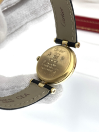 1986s Ladies Cartier 'Must de' Ronde Black Dial Vendome  Vermeil - Full set / 2 Jaar Cartier Garantie