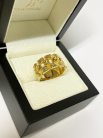 Brede 18 Karaat Gouden Schakel Ring - 6,7 g / 1 cm
