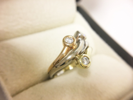 14 K Tricolor Gouden Design Ring 0.45 crt Briljantgeslepen Diamant