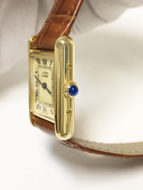 Must de Cartier Tank Quartz Roman Dial - Incl Cartier Garantie / Alligator Goud