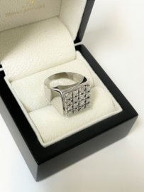 18 K Gouden Heren Ring 0.90 crt Briljant Geslepen Diamant - 13,8 g