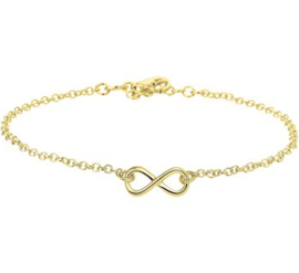 Enkelbandje Infinity Peace Geelgoud Op Zilver - 2,1 mm 24 + 2 cm 1 micron