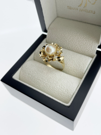 Vintage 8 Karaat Rozet Ring Cultivé Zoetwater Parel