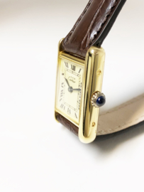 Must de Cartier Tank Midsize Champagne Roman Dial Classic Chocolate