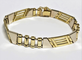 18 K Bicolor Gouden Heren Schakel Armband - 20,2 cm / 34 g